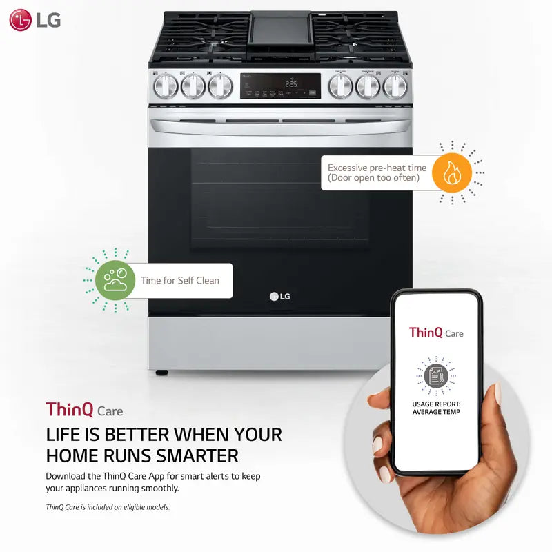 LG 5.8 cu ft. Smart Wi-Fi Enabled Fan Convection Gas Slide-in Range with Air Fry & EasyClean® LG