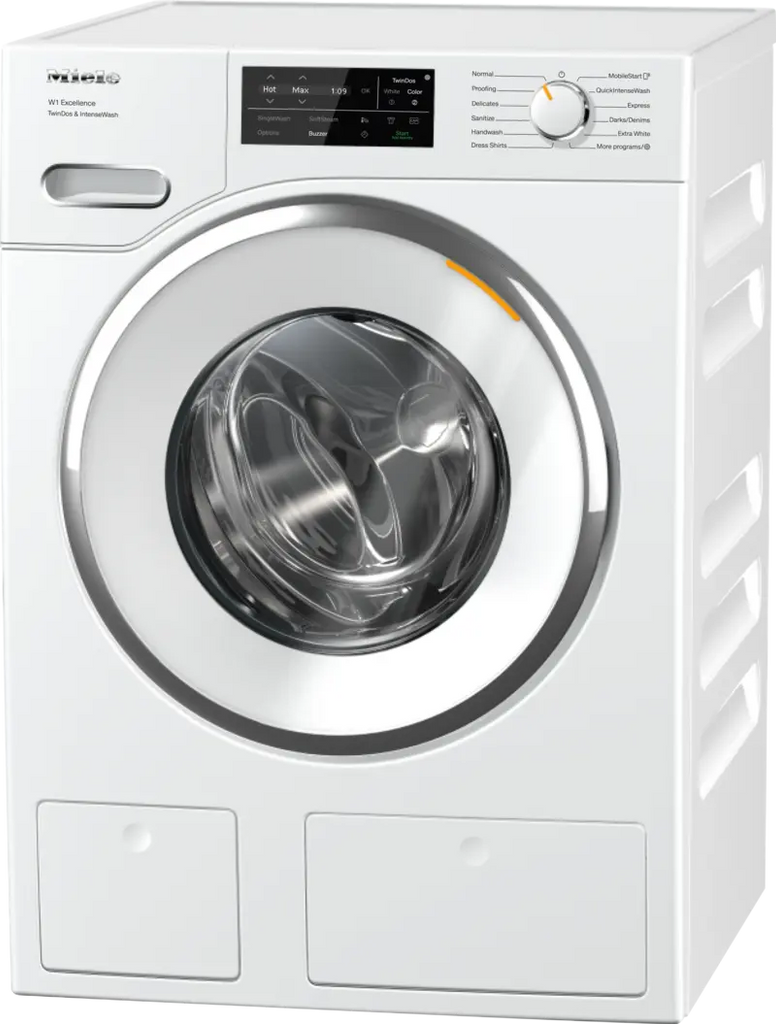 Front of Miele 24" Compact Front Load Washer with 2.26 Cu. Ft. Capacity in white
