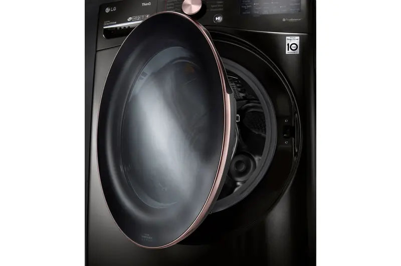 Close up of door on LG 4.5 Cu. Ft.  Ultra Large Capacity Front Load Washer with TurboSteam™, TurboWash™ 360°
