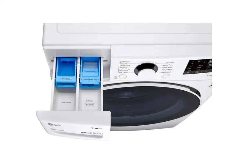 Close up of the detergent dispenser of LG 4.5 Cu. Ft. Ultra Large Capacity Front Load Washer with Steam Technology