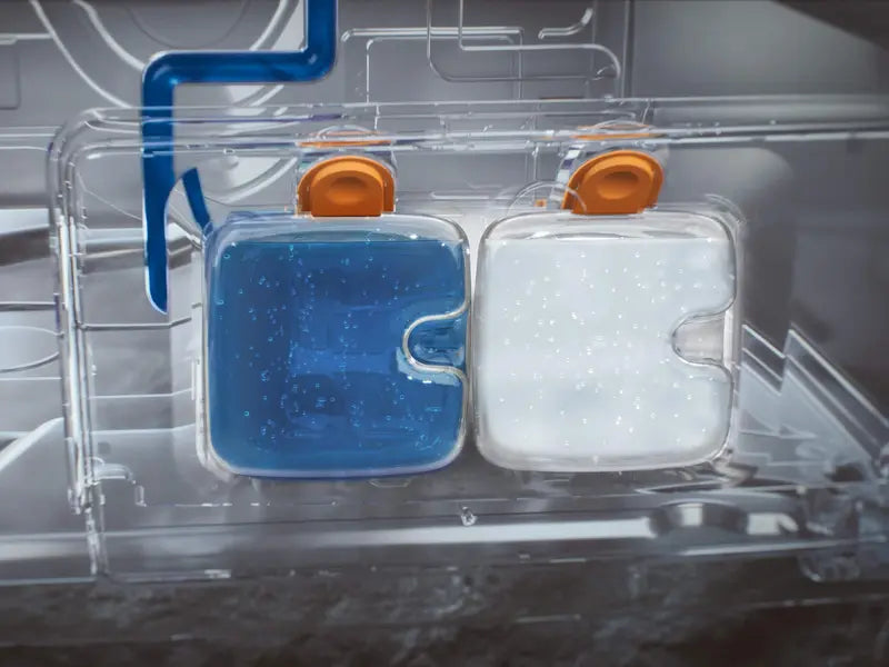 Close up of Automatic detergent dispensing at the touch of a button - TwinDos