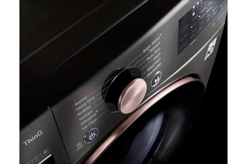Close up of cycle options on LG 4.5 Cu. Ft.  Ultra Large Capacity Front Load Washer with TurboSteam™, TurboWash™ 360°