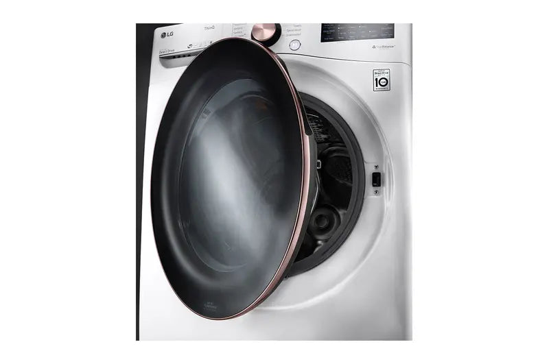 Close up of door on LG 4.5 Cu. Ft. Ultra Large Capacity Front Load Washer with TurboSteam™, TurboWash™ 360°
