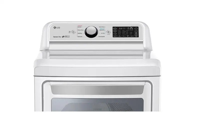 Top of LG 7.3 Cu. Ft. Electric Dryer with Steam and Sensor Dry in White