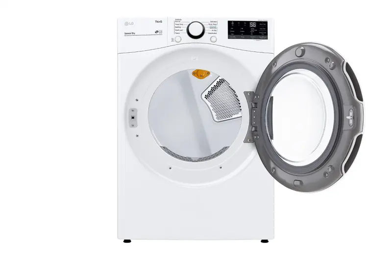 LG 7.4 Cu. Ft. Ultra Large Capacity Front Load Electric Dryer with door opened