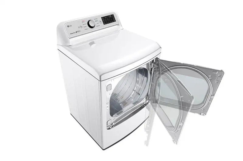 Angle of LG 7.3 Cu. Ft. Electric Dryer with Steam and Sensor Dry in White
