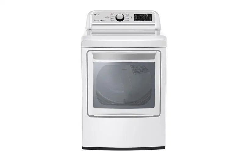 Front of LG 7.3 Cu. Ft. Electric Dryer with Steam and Sensor Dry in White