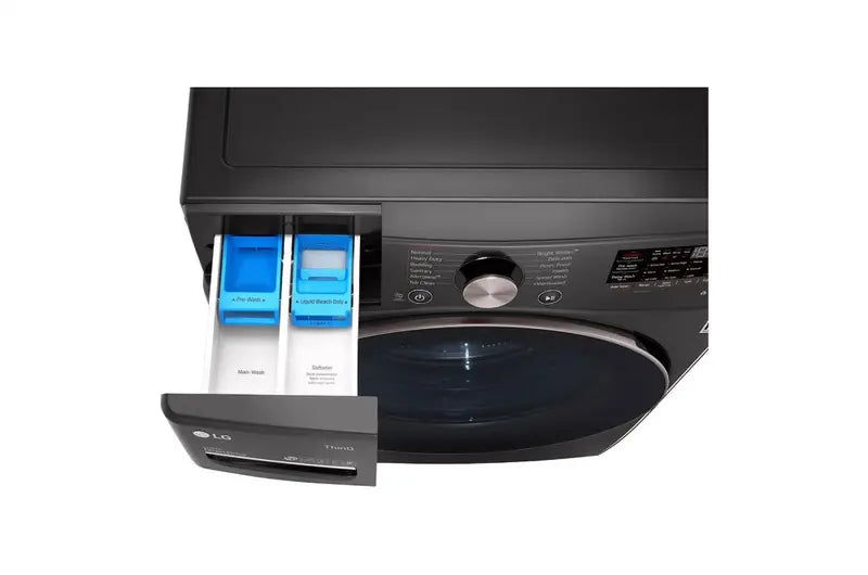 Closeup of detergent dispenser on LG 4.5 Cu. Ft.  Ultra Large Capacity Front Load Washer with TurboSteam™, TurboWash™ 360°