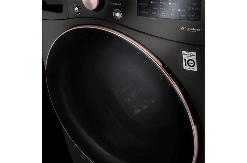 Close up of door on LG 4.5 Cu. Ft.  Ultra Large Capacity Front Load Washer with TurboSteam™, TurboWash™ 360°