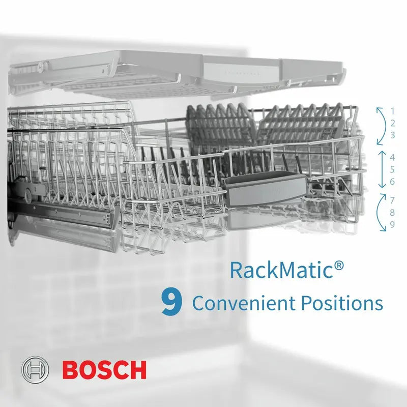 Bosch 500 Series Pocket Handle Dishwasher, 5 cycles, 44 dBA, Flexible 3rd Rack, InfoLight®, AutoAir™ - Stainless Steel Bosch